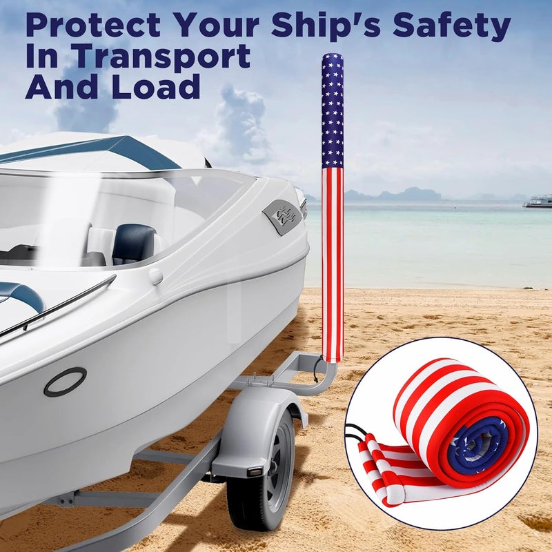 DECOHS 48" USA Boat Trailer Guide Pole Cover- Heavy Duty Neoprene Boat Trailer Capped Guide Protective Cover- 4th of July American Flag Marine Trailer Guide Poles Cover for Sailboat Trailer (Set of 2) - Image 5